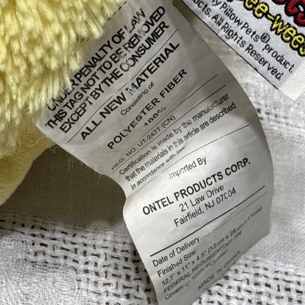 Pillow Pets Pee-Wees 2012 Duck rare HTF used duckling yellow Vtg stuffed animal